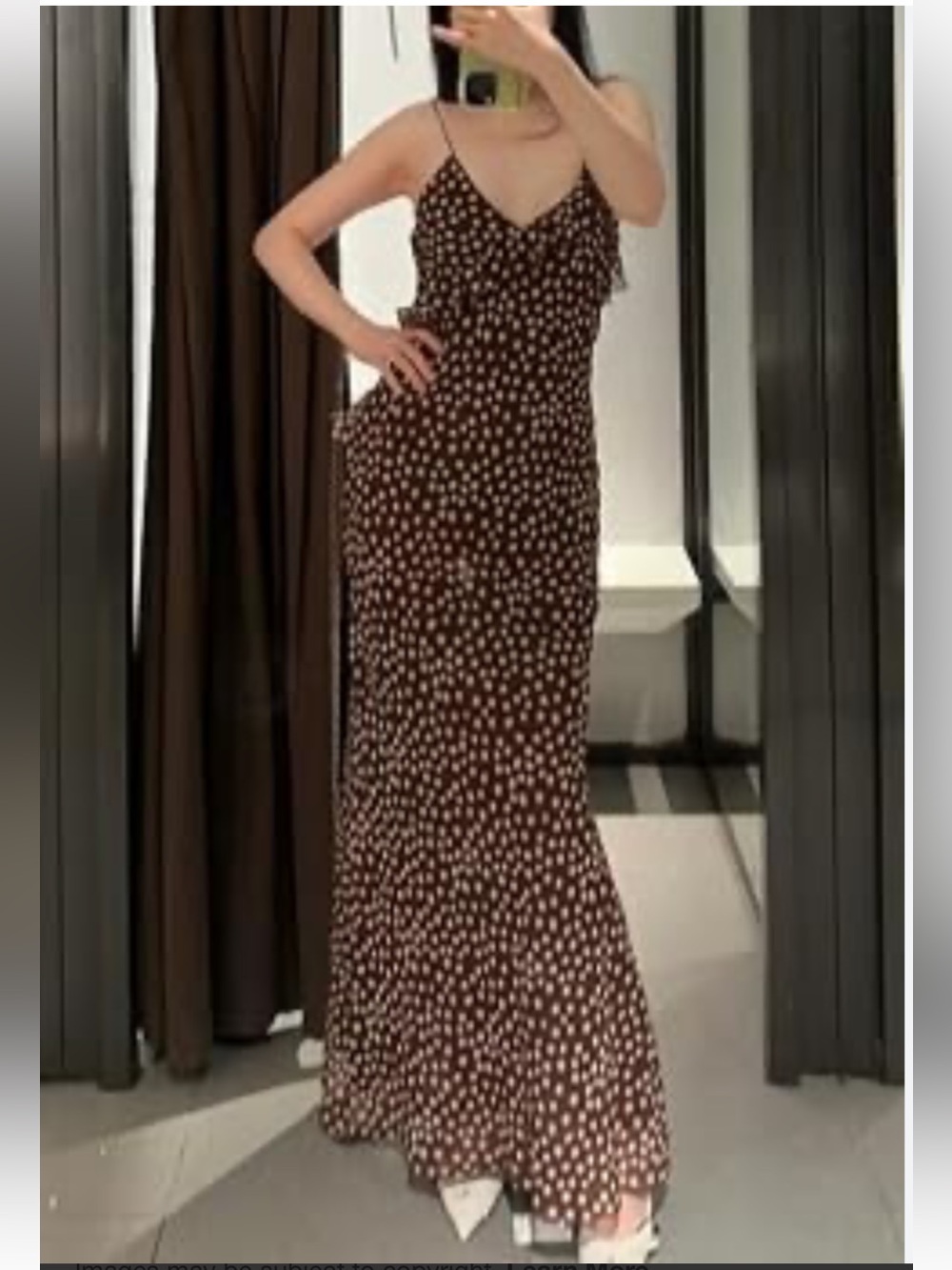 Zara Brown Polka Dot Maxi Slip Dress